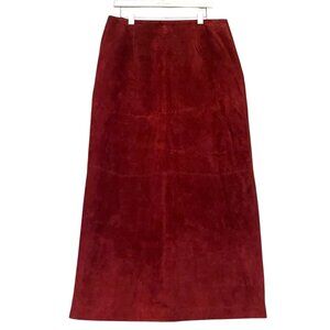 Y2K AMI Suede Maxi Skirt 14 Genuine Leather A Line Western Cowgirl Minimalist